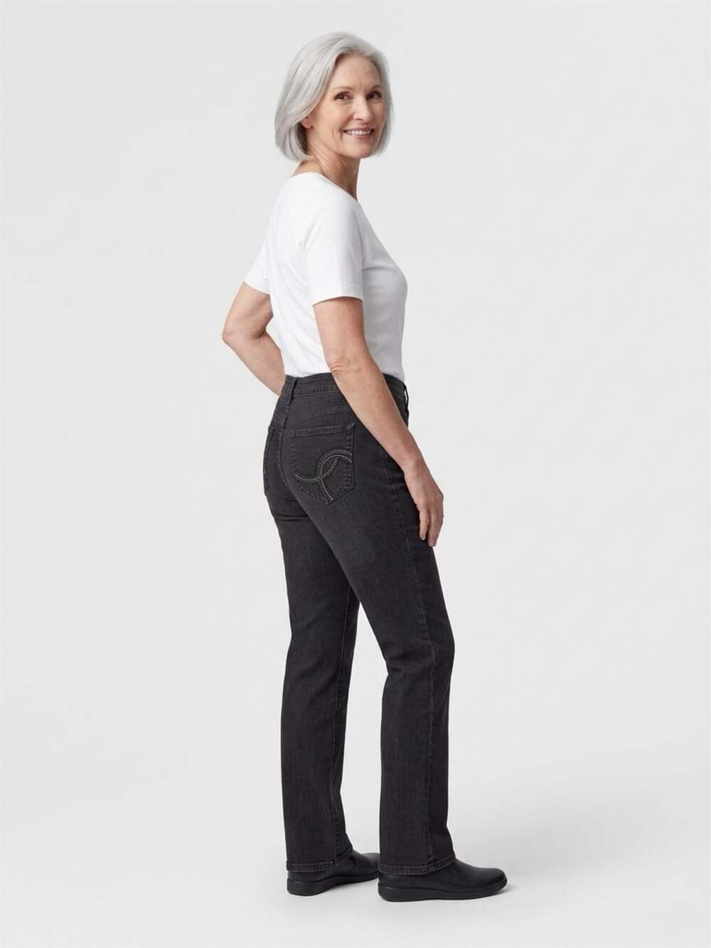 NYDJ Not Your Daughters Jeans 12P Black Embellished Pocket Straight Pants USA